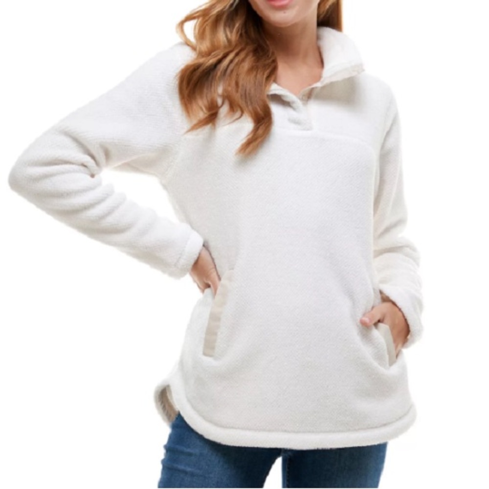 T&S Thread & Supply Women's Rice 1/4 Snap Mock Neck Fleece Pullover